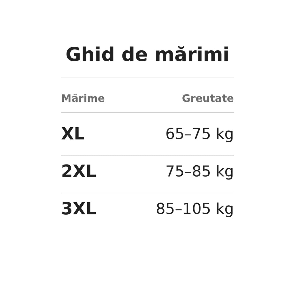 Ghid de mărimi XL, 2XL, 3XL
